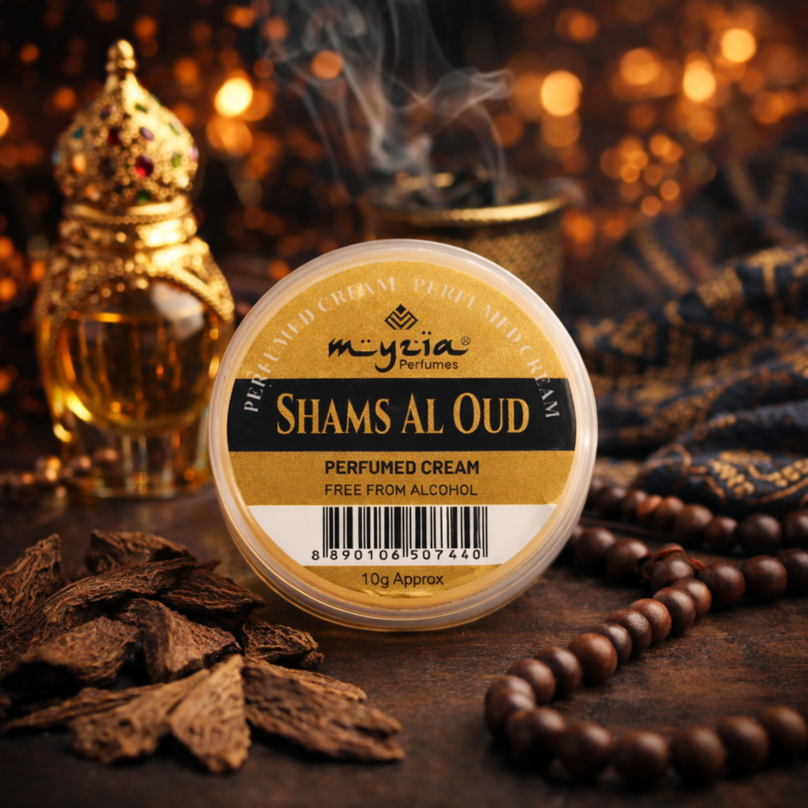 Myzia Shams Al Oud Perfumed Cream 10g | Alcohol-Free Oud Fragrance | Solid Perfume for Men & Women | Travel-Friendly Balm