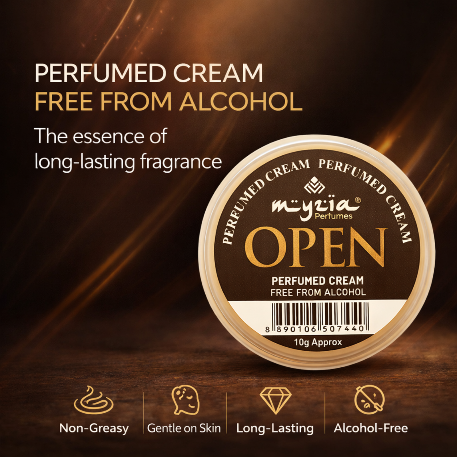 Myzia Open Solid Perfume Cream 10g | Alcohol-Free Wax Perfume | Unisex Skin Perfume for Daily Use | Pocket Size Cream Perfume