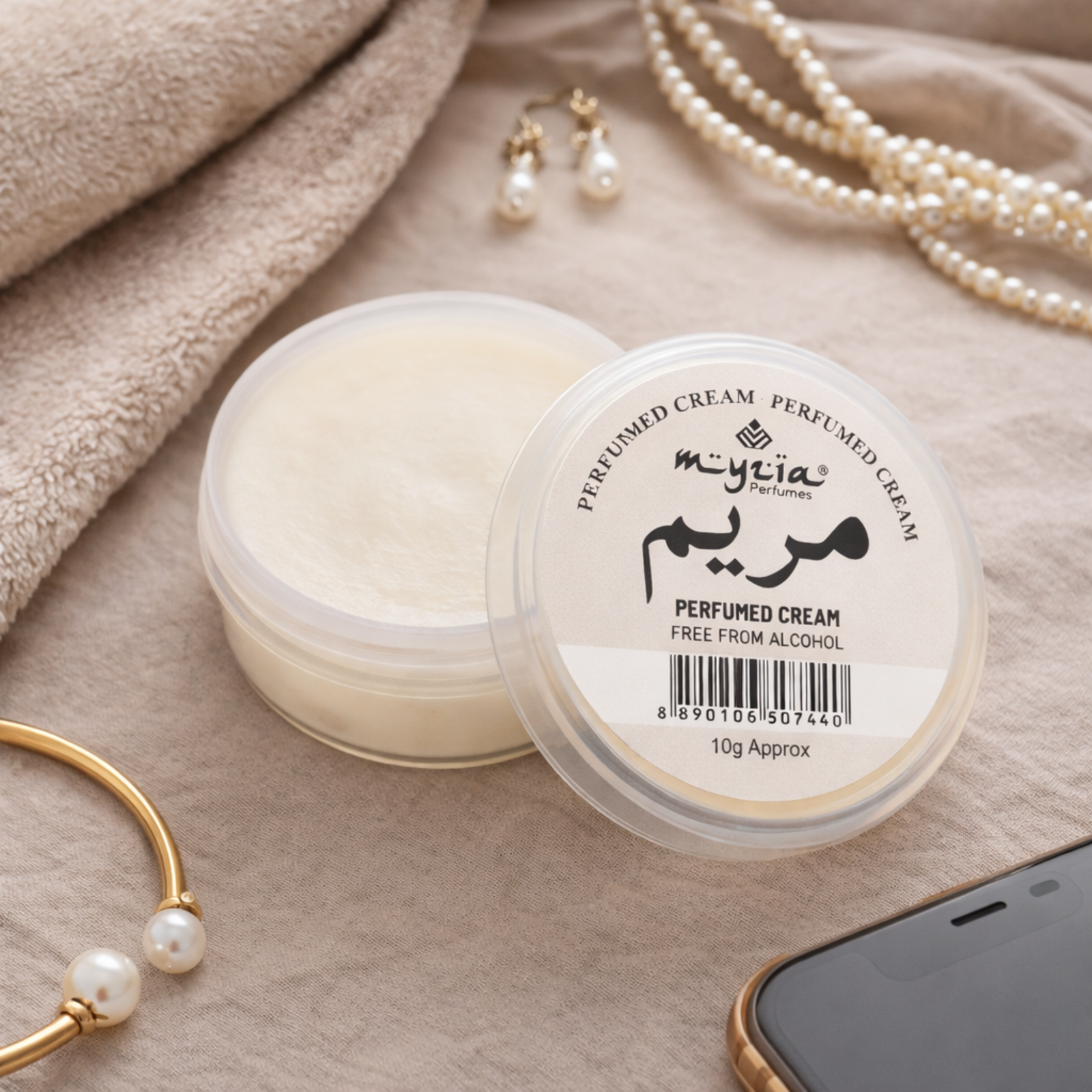 Myzia Maryam Solid Perfume Cream 10g | Alcohol-Free Wax Perfume | Unisex Skin Perfume for Daily Use | Pocket Size Cream Perfume