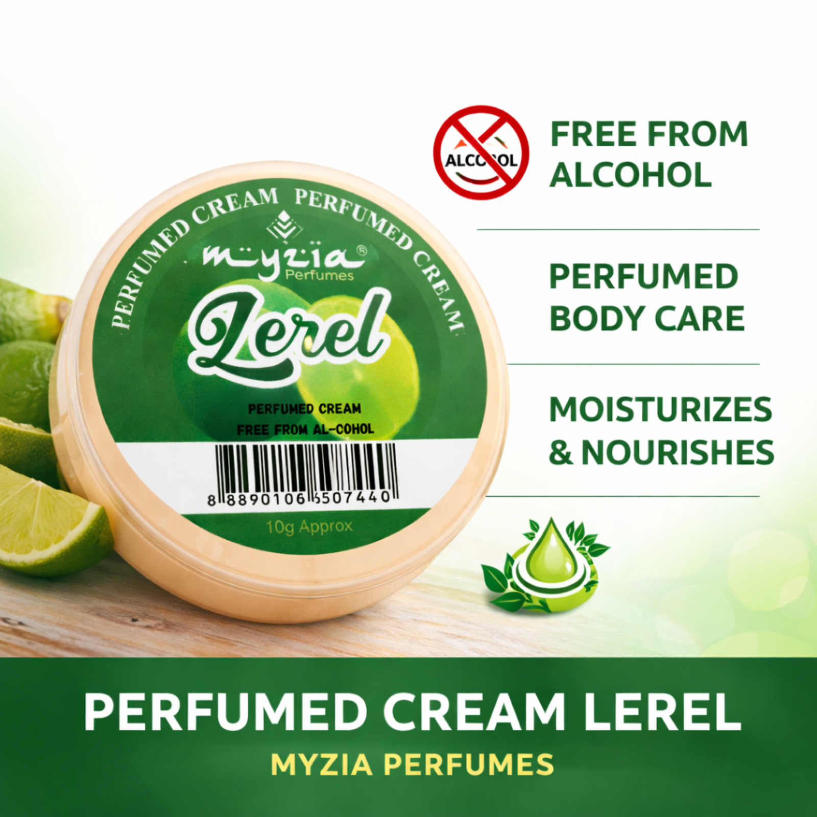 Myzia Lerel Solid Perfume Cream 10g | Alcohol-Free Wax Perfume for Men & Women | Pocket Size Skin Perfume | Unisex Cream Perfume