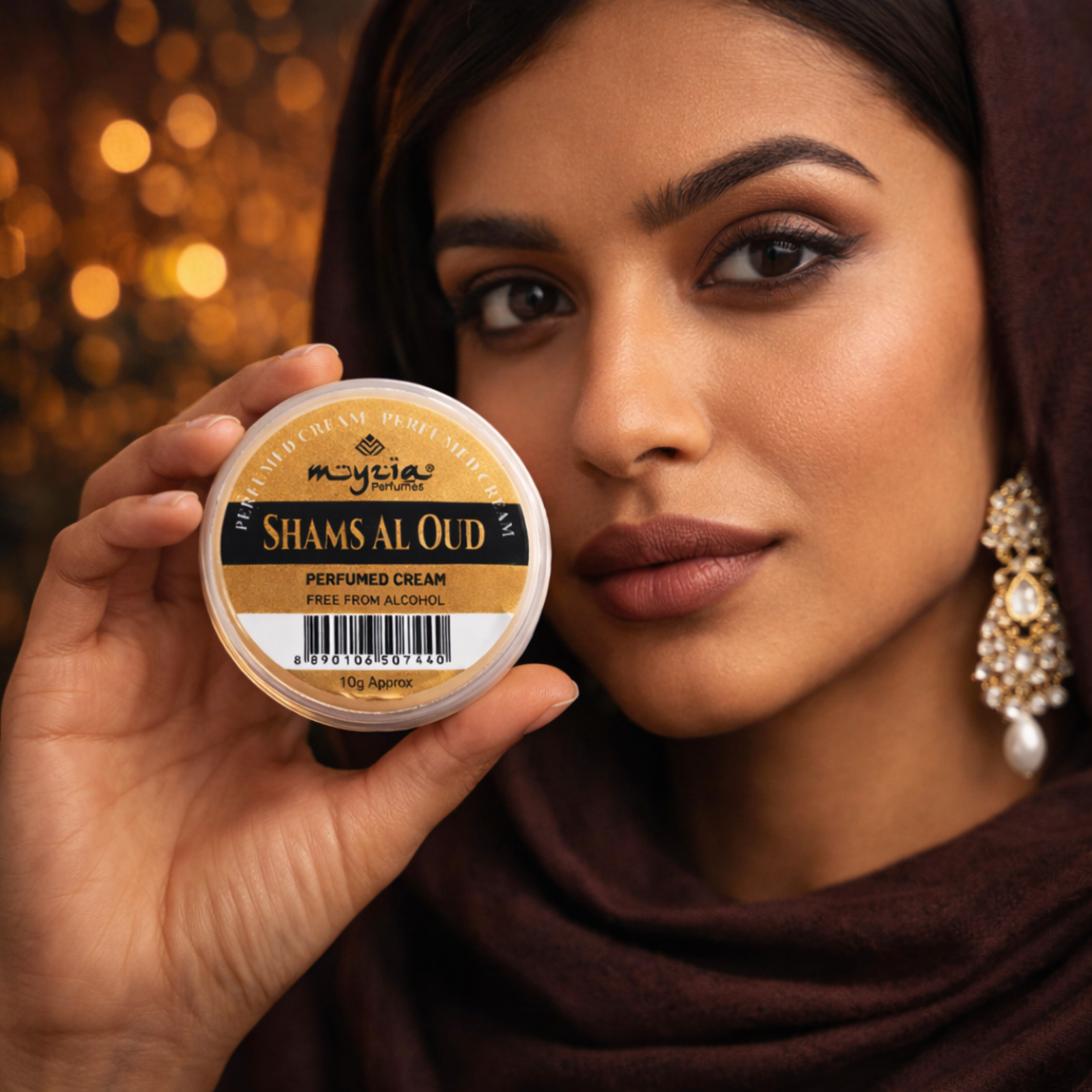 Myzia Shams Al Oud Perfumed Cream 10g | Alcohol-Free Oud Fragrance | Solid Perfume for Men & Women | Travel-Friendly Balm