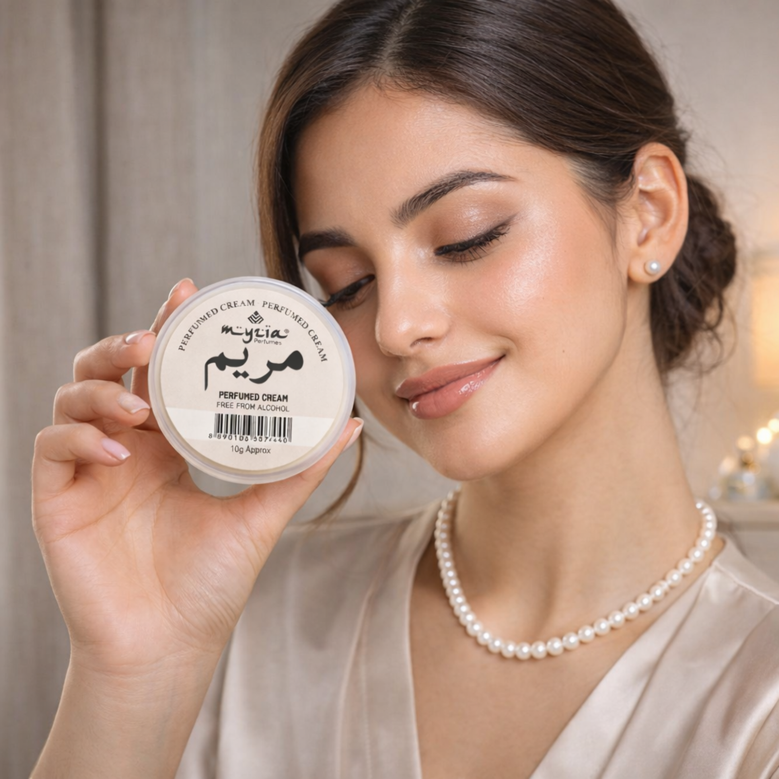 Myzia Maryam Solid Perfume Cream 10g | Alcohol-Free Wax Perfume | Unisex Skin Perfume for Daily Use | Pocket Size Cream Perfume