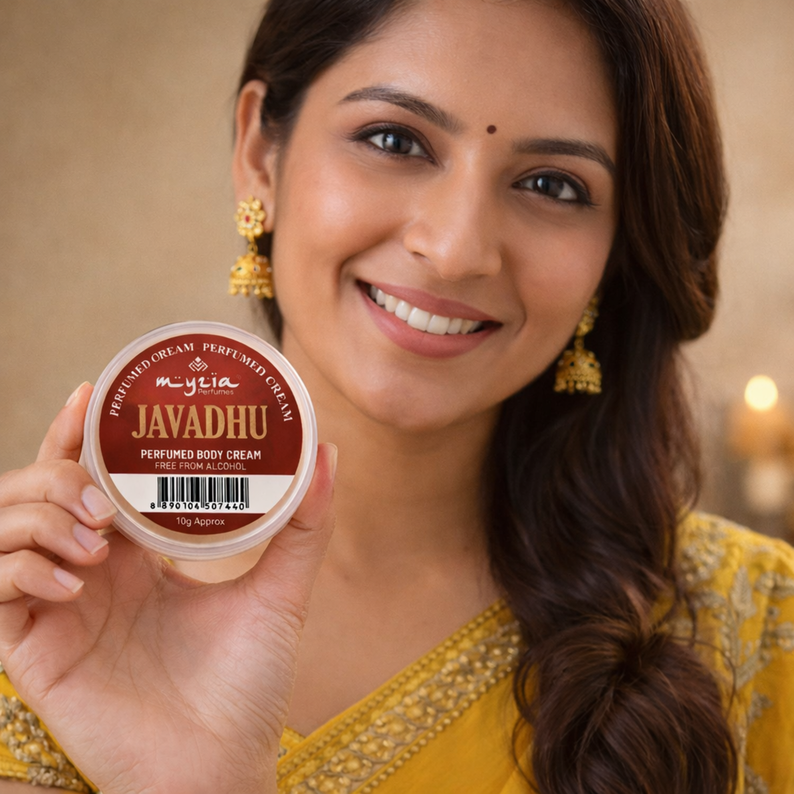 Myzia Javadhu Solid Perfume Cream 10g | Alcohol-Free Wax Perfume | Traditional Skin Perfume for Men & Women | Pocket Size Cream Perfume