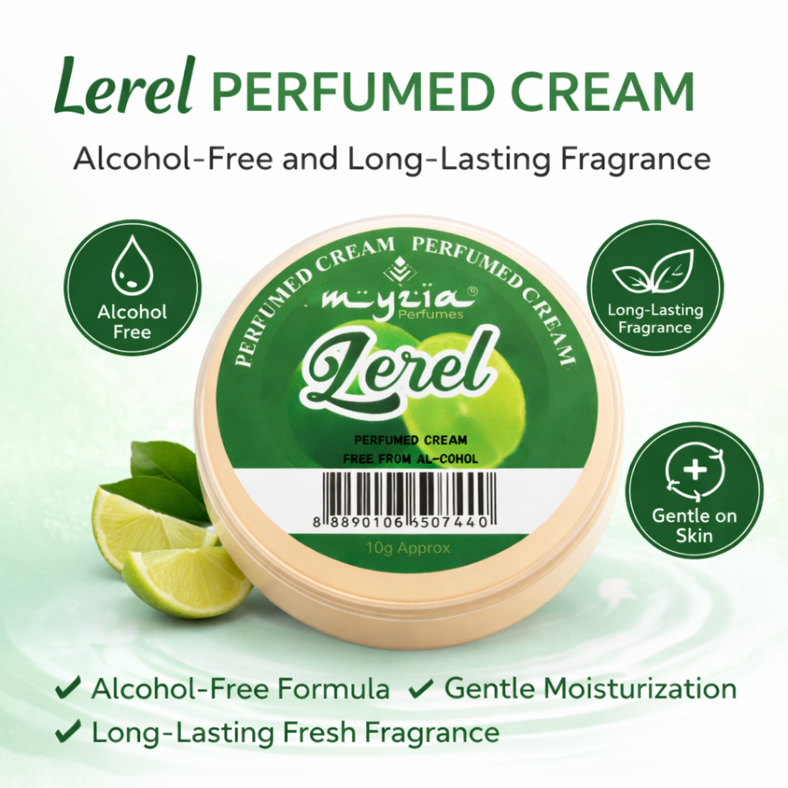 Myzia Lerel Solid Perfume Cream 10g | Alcohol-Free Wax Perfume for Men & Women | Pocket Size Skin Perfume | Unisex Cream Perfume