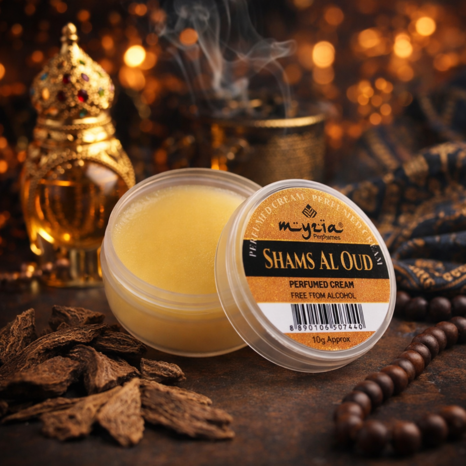 Myzia Shams Al Oud Perfumed Cream 10g | Alcohol-Free Oud Fragrance | Solid Perfume for Men & Women | Travel-Friendly Balm