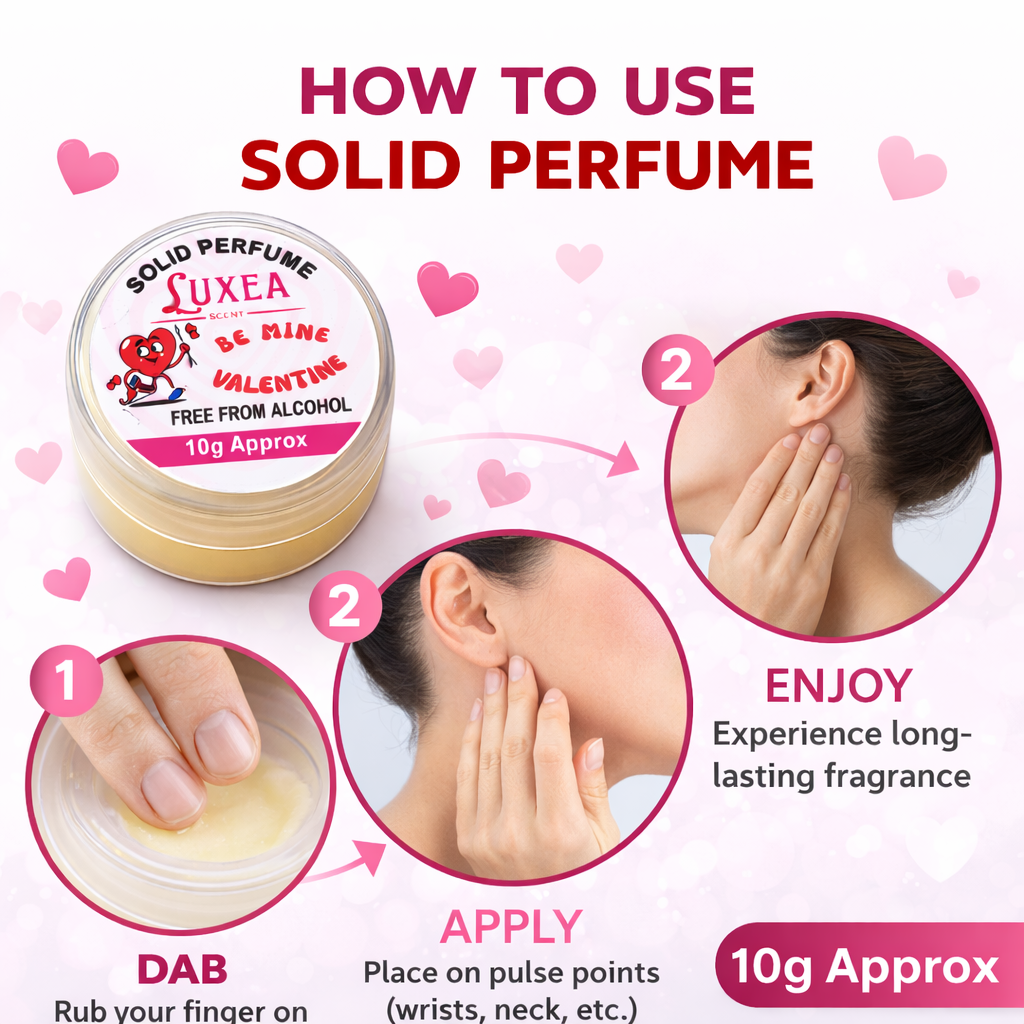 Be Mine Valentine Solid Perfume Cream | Alcohol-Free Skin Perfume | Wax-Based Cream Perfume | Long-Lasting Fragrance | 10g | Pocket Perfum