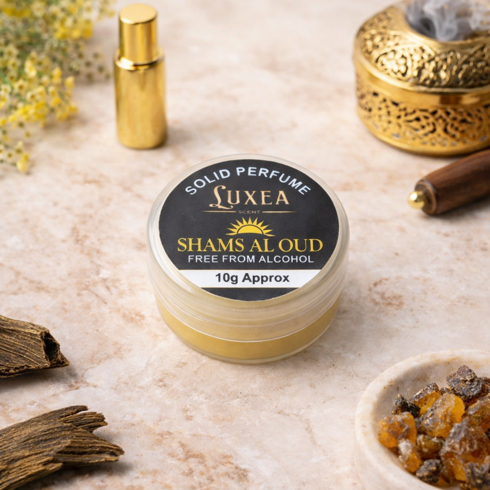 Shams Al Oudh Cream Perfume 10g | Alcohol-Free Solid | Skin Perfume Balm | Travel Friendly Pocket Fragrance