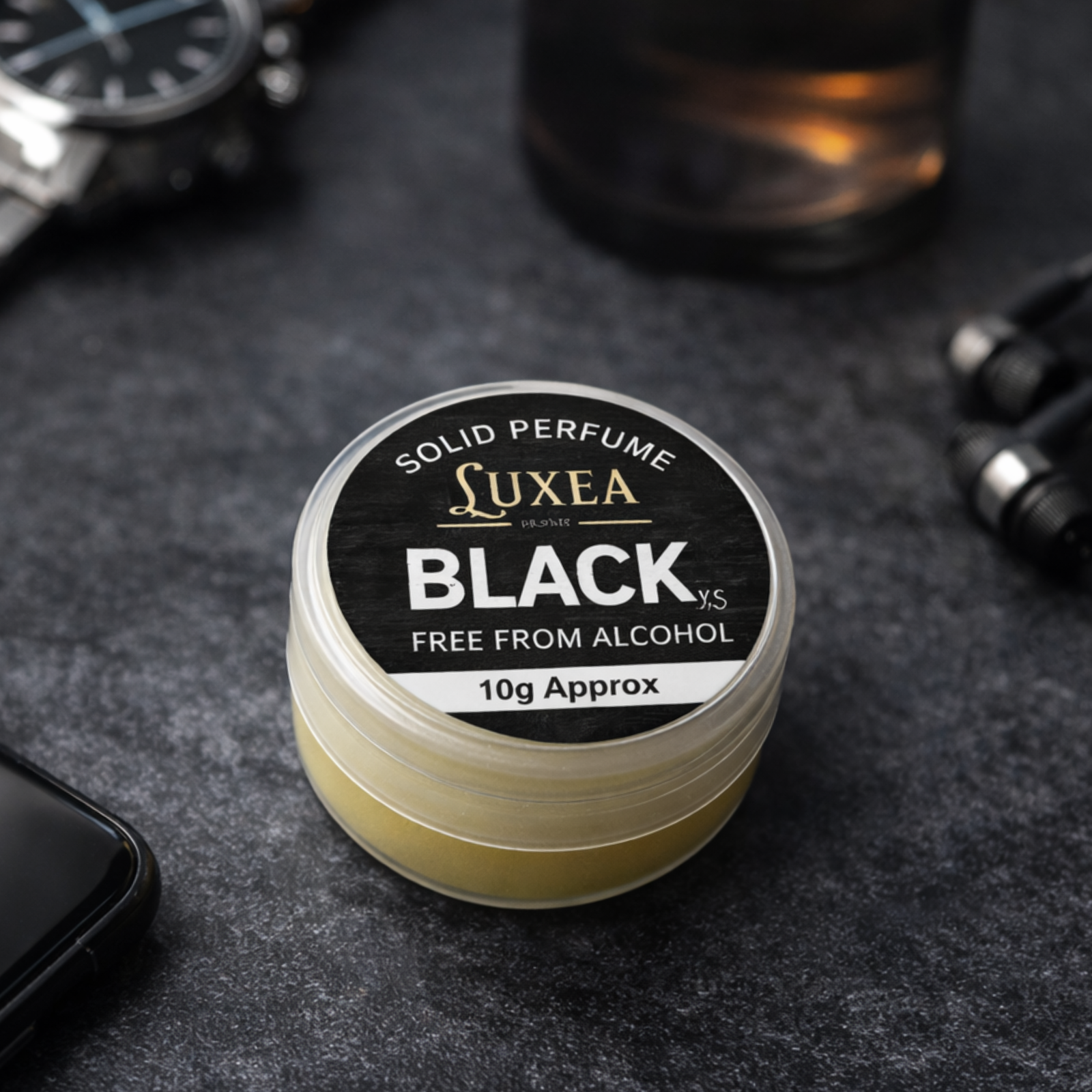 Black XS Solid Perfume 10g | Alcohol-Free Cream Perfume | Skin Fragrance Balm for Men & Women | Pocket Size Travel Friendly Solid Scent