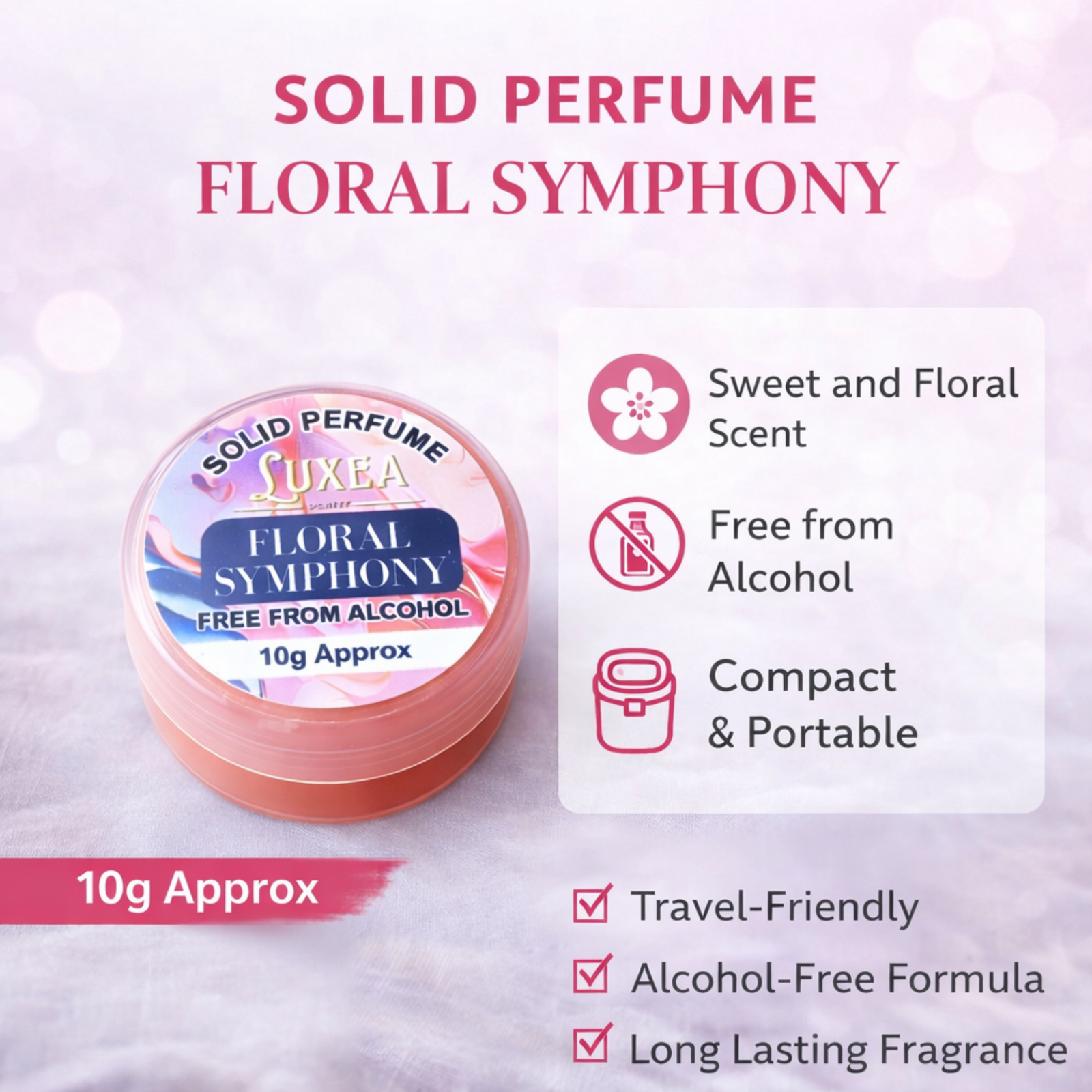 Floral Symphony Solid Perfume 10g | Alcohol-Free Cream Perfume for Men & Women | Long Lasting Fresh Citrus & Floral Scent | Travel-Friendly Pocket Perfume