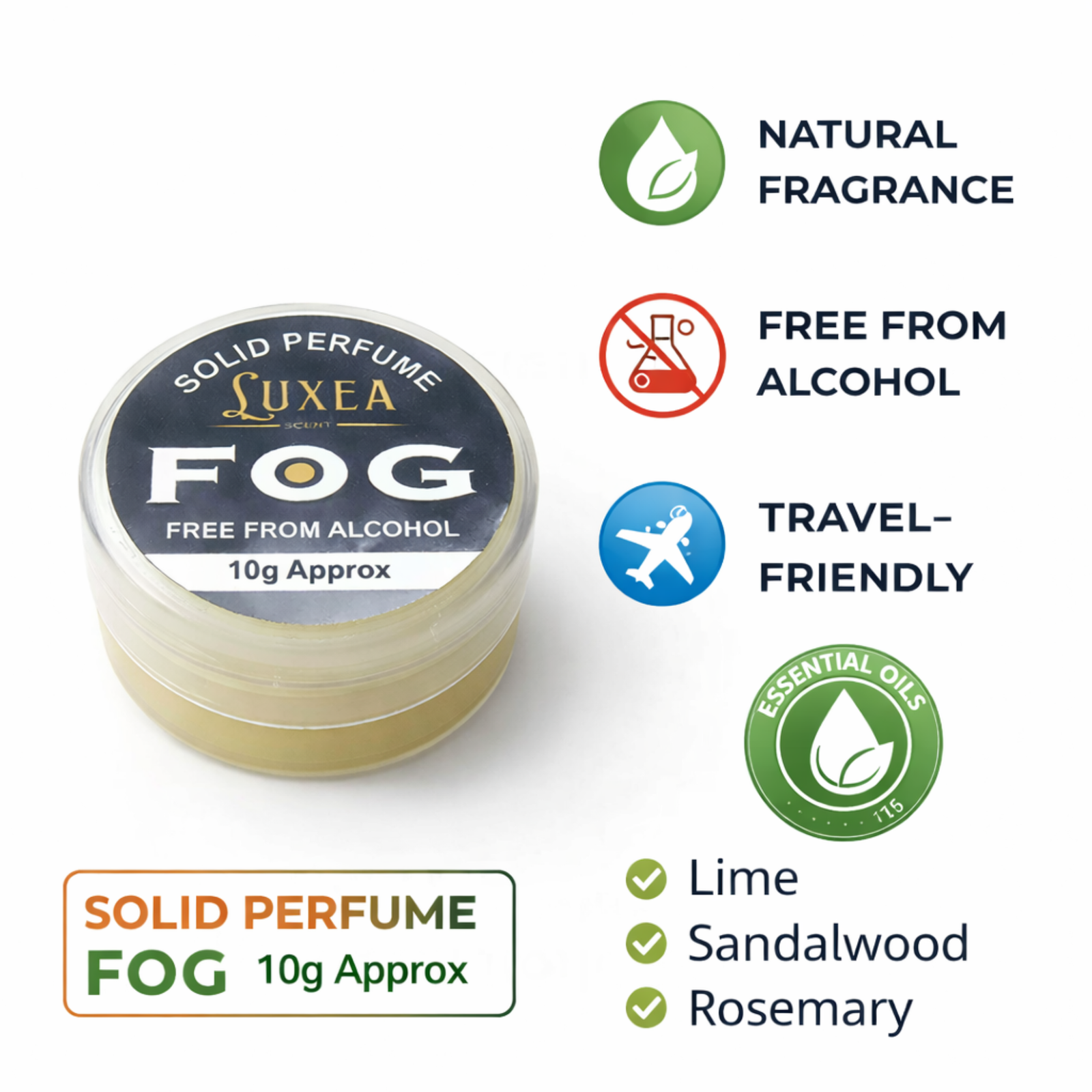 FOG Solid Perfume Balm 10g | Alcohol-Free | Cream Skin Perfume for Men & Women | Pocket Travel Size