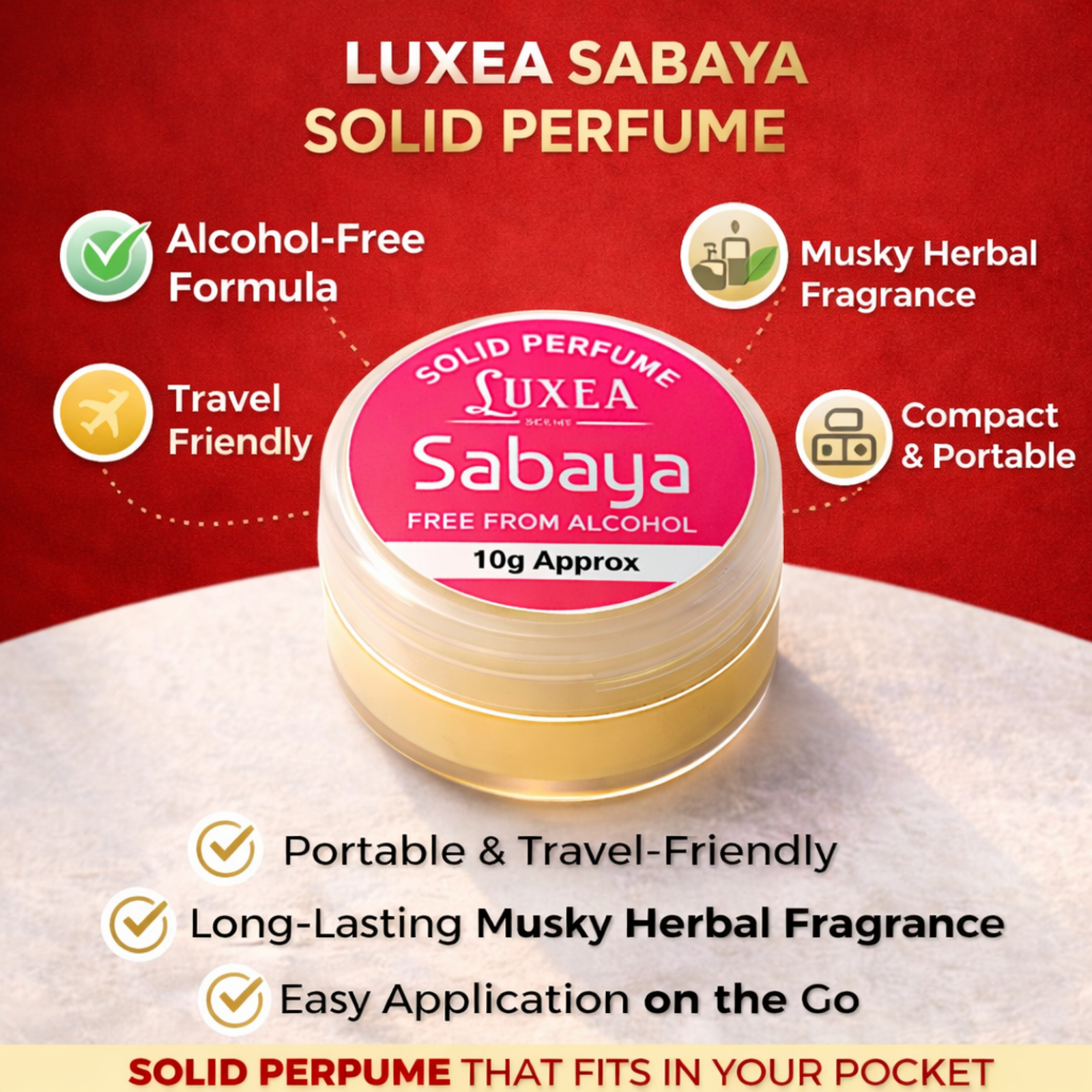Perfume Cream 10g | Alcohol Free | Best Scent for Men & Women | Pocket for Travel, Date & Evening Use | Heart Notes, Top Notes & Base Notes Fragrance (Sabaya)