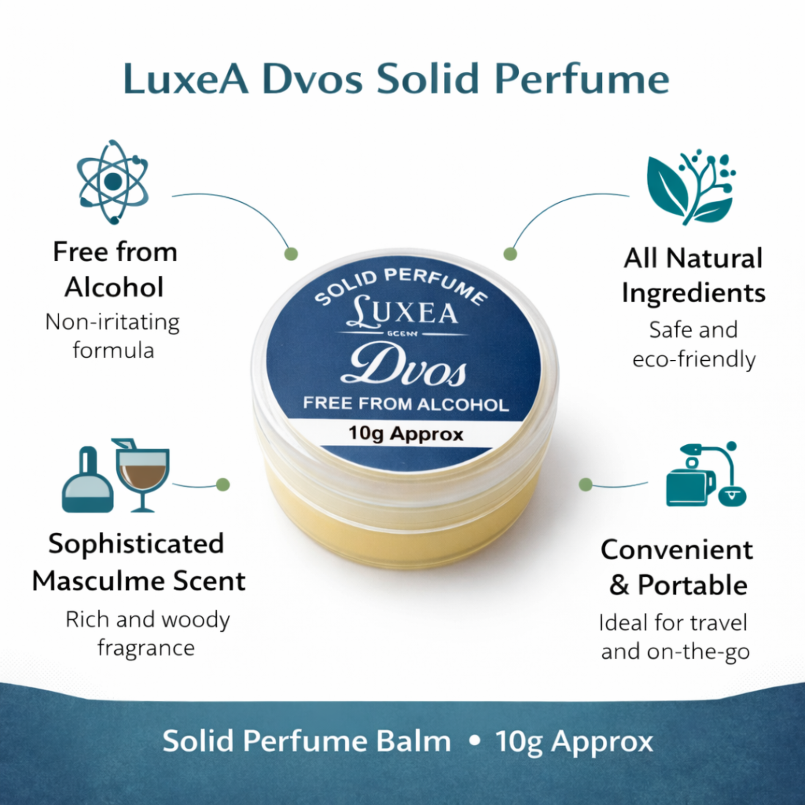DVOS Scent Solid Perfume 10g | Alcohol-Free Cream Perfume | Pocket Size Fragrance for Men & Women