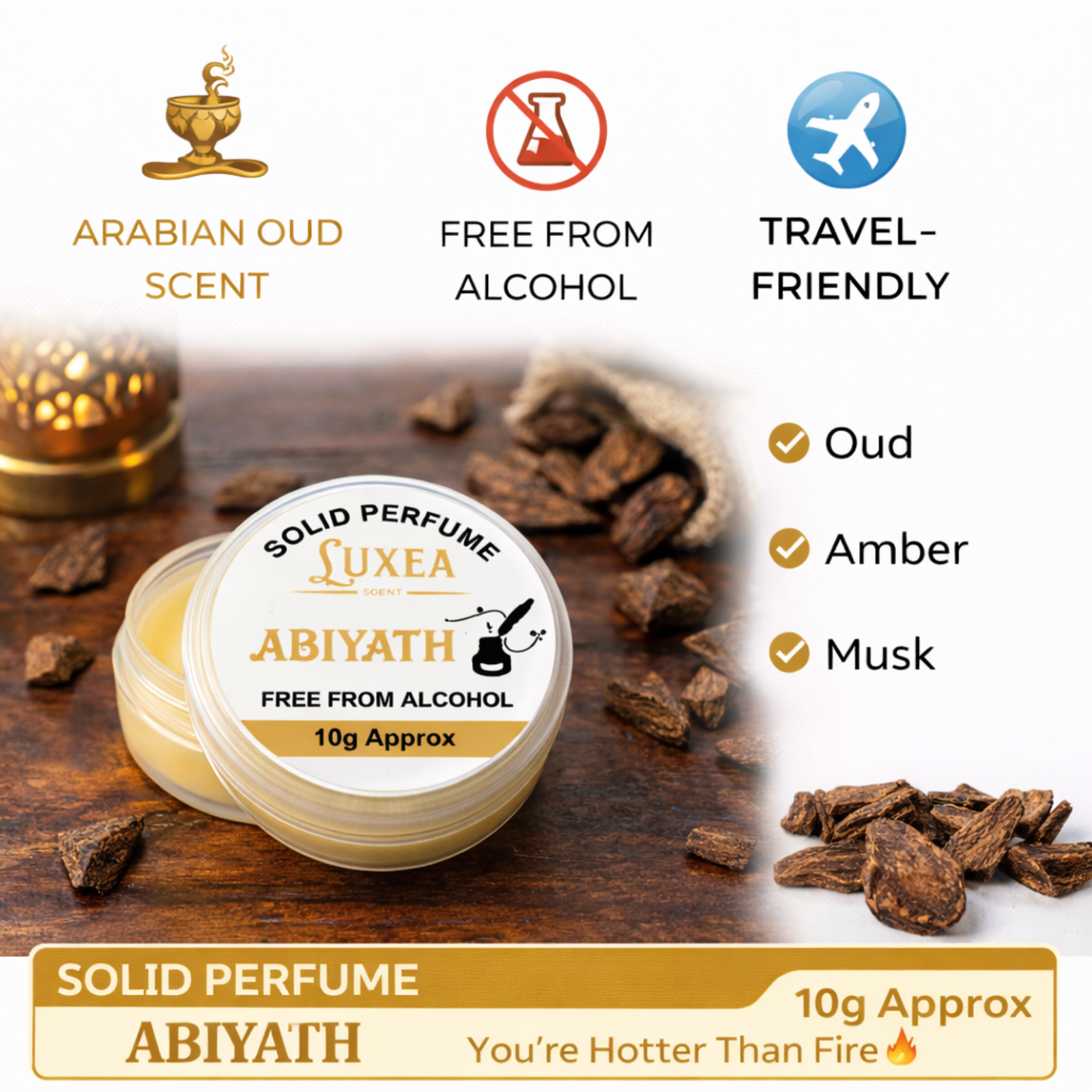 Abiyath Scent Solid Perfume 10g | Alcohol-Free Cream | Wax Perfume Skin Perfume for Men & Women | Pocket Size Solid Fragrance Balm