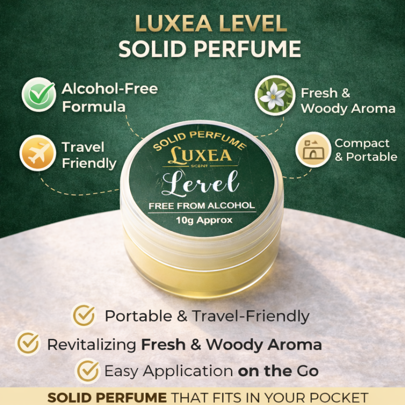 Lerel Scent Solid Perfume 10g | Alcohol Free Cream Perfume | Wax Perfume Skin Balm | Pocket Skin Perfume for Men & Women | Solid Cream Fragrance