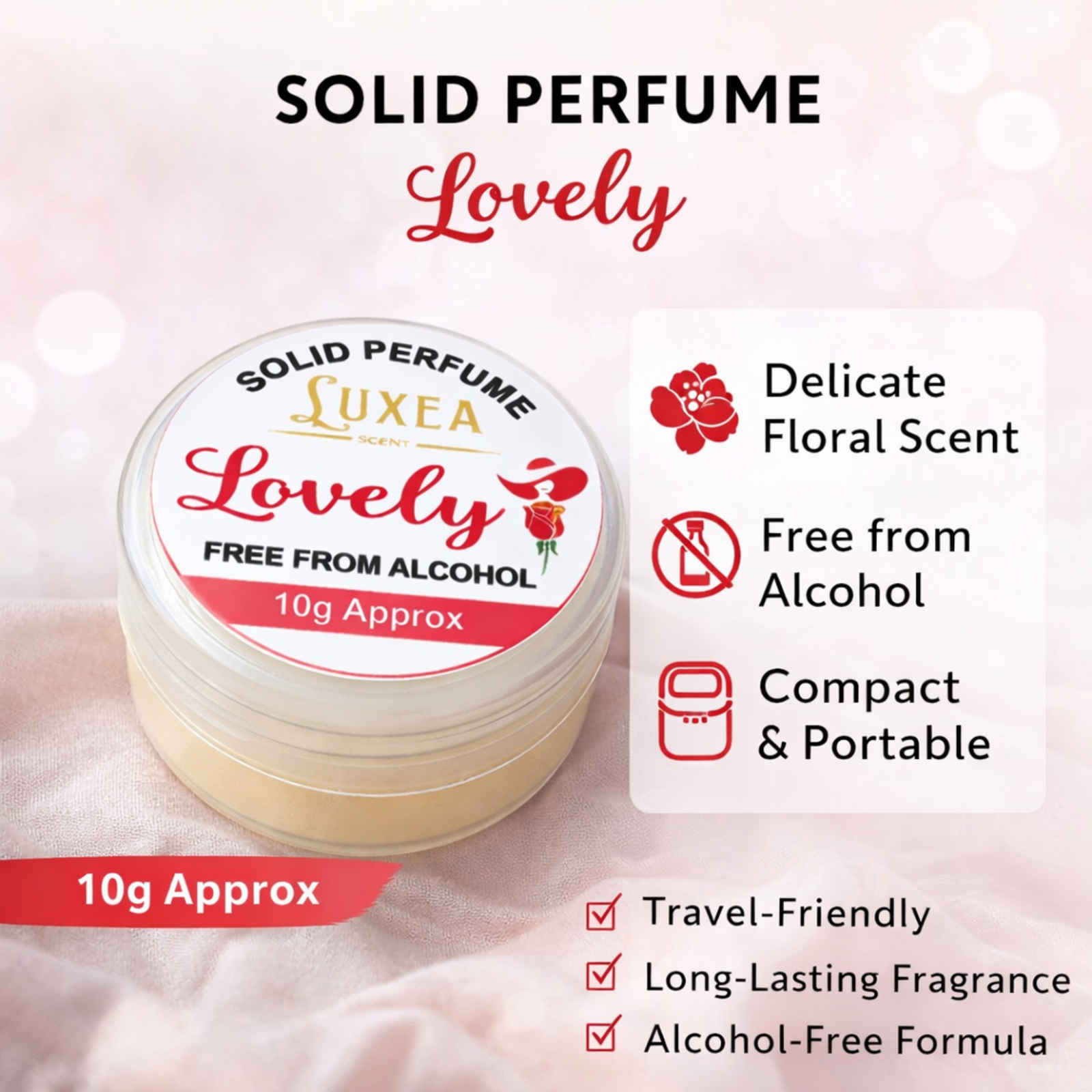 Lovely Solid Perfume Cream | Alcohol-Free Skin Perfume | Long-Lasting Wax Perfume for Men & Women | Travel Friendly Cream Perfume 10g | Pocket Perfum