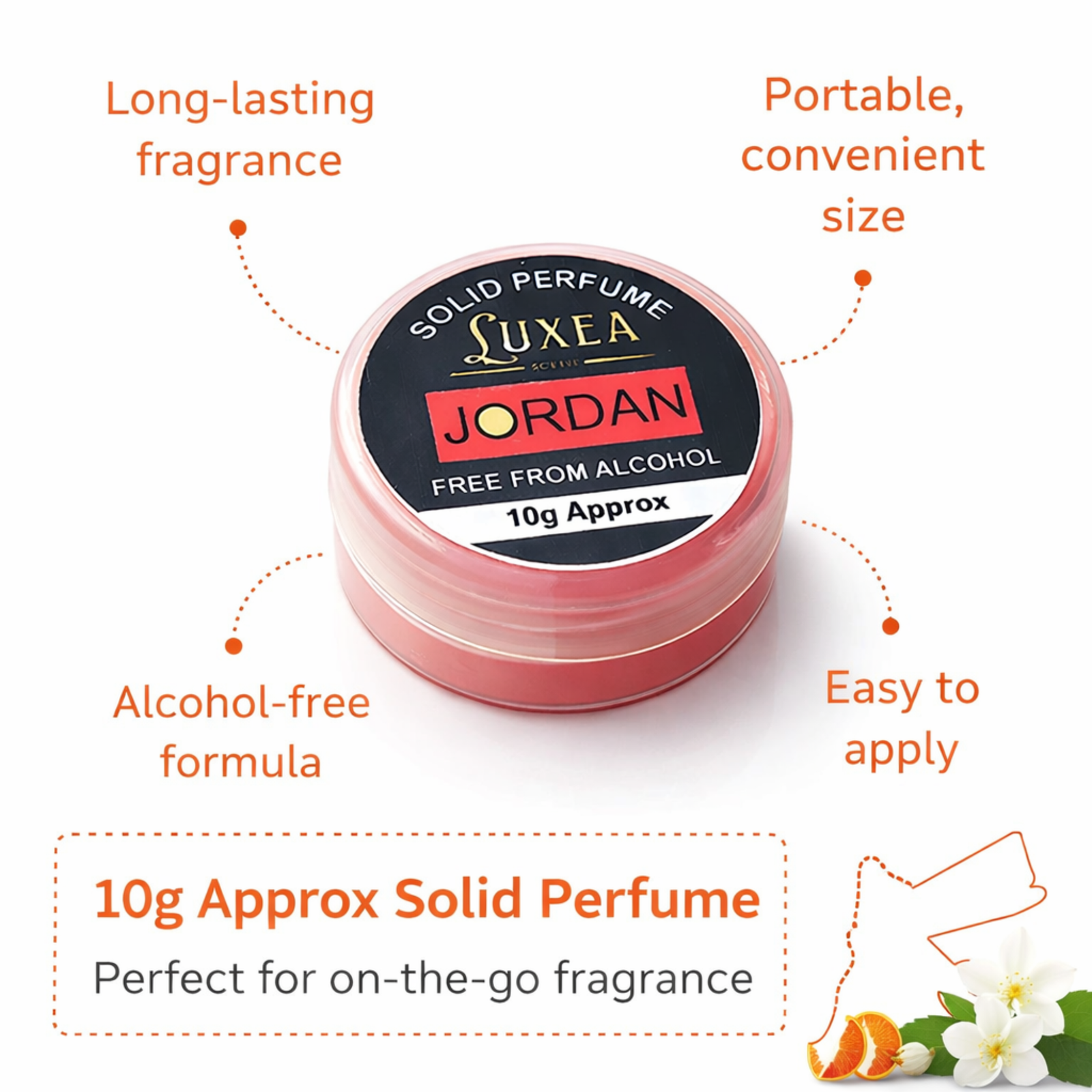 Jordan Scent Solid Perfume 10g | Alcohol-Free Cream Wax Balm | Skin Perfume for Men & Women | Pocket Size