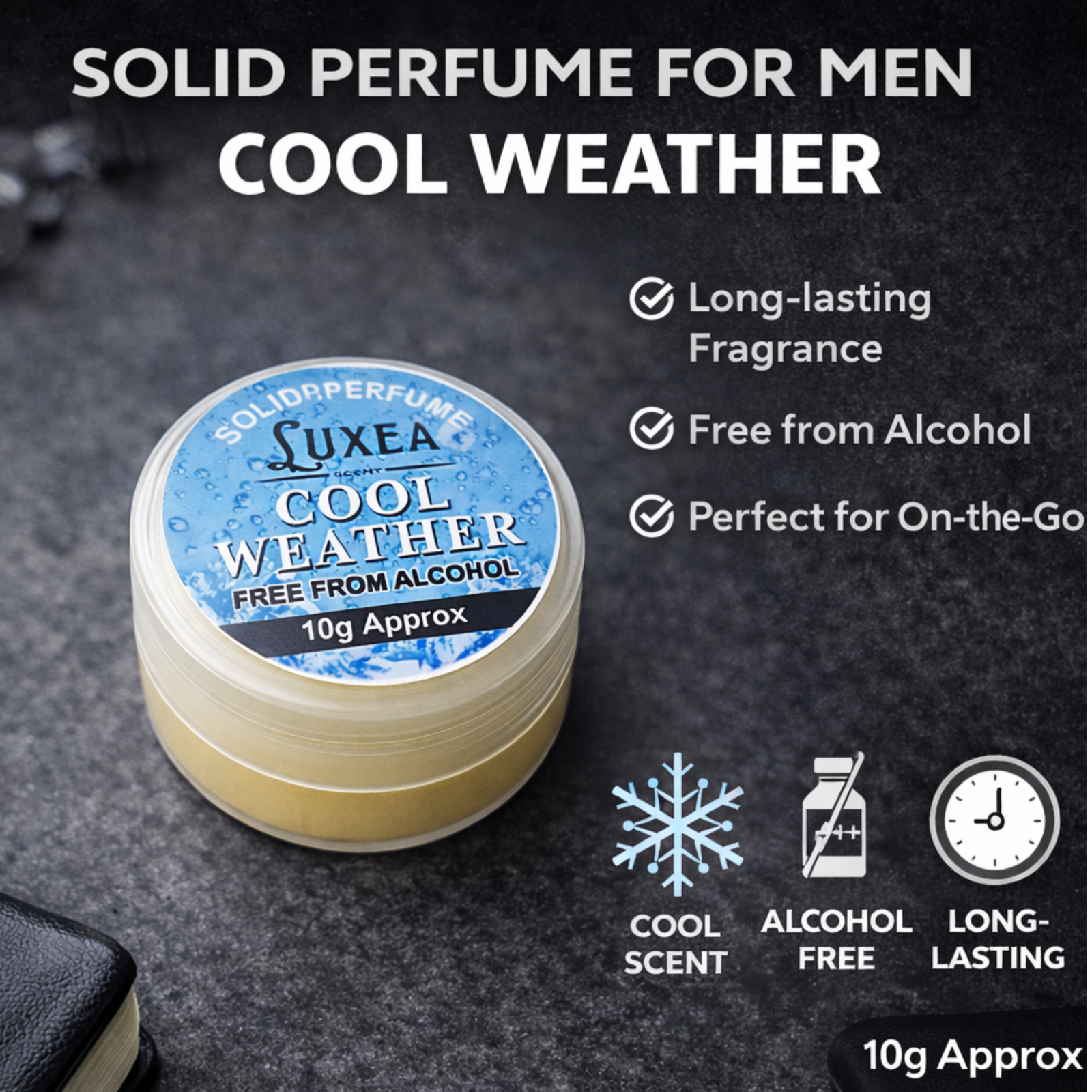 Cool Weather Solid Perfume 10g | Ultra-Fresh Aquatic & Citrus Fragrance Cream | 100% Alcohol-Free, Long-Lasting Pocket Perfume for Men & Women