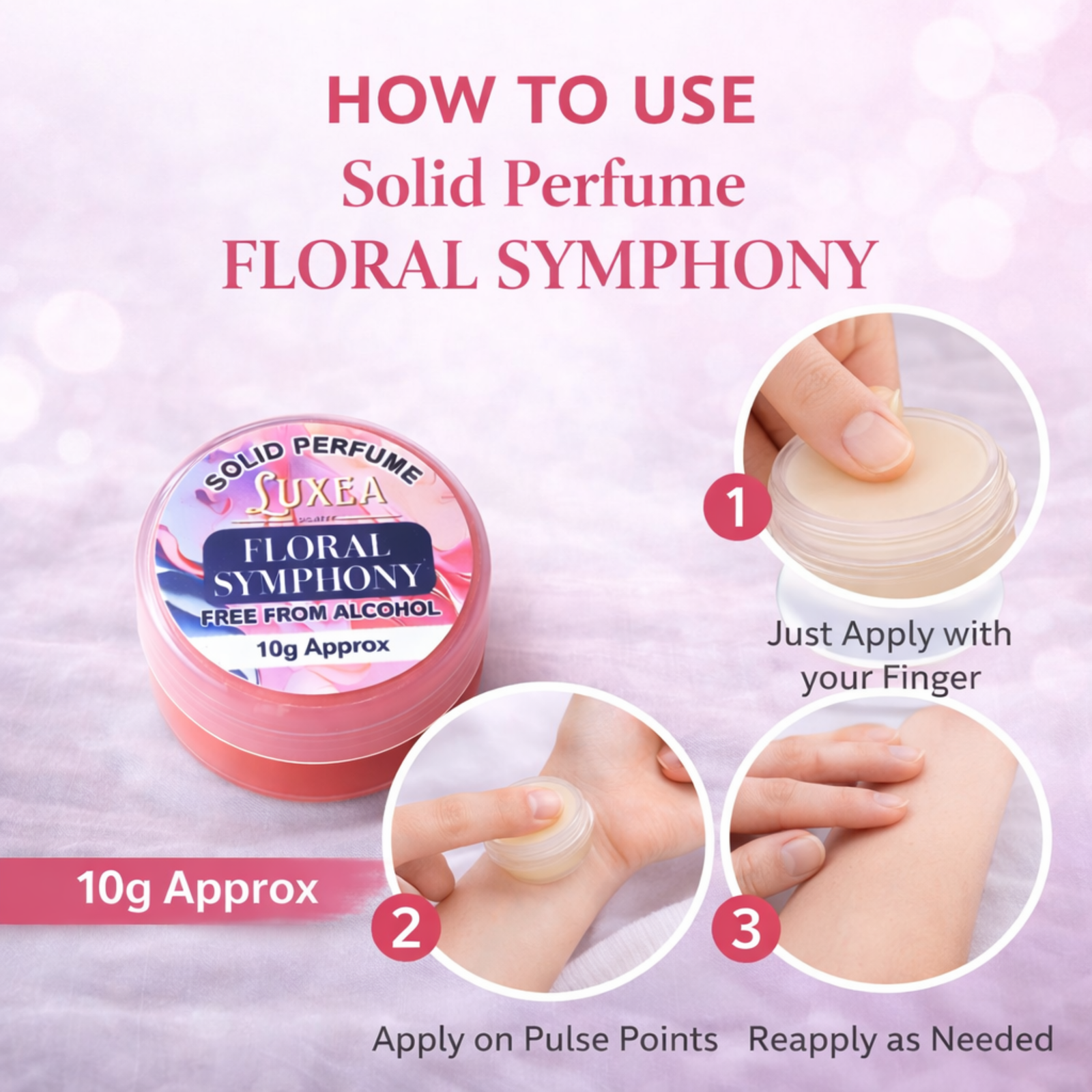 Floral Symphony Solid Perfume 10g | Alcohol-Free Cream Perfume for Men & Women | Long Lasting Fresh Citrus & Floral Scent | Travel-Friendly Pocket Perfume