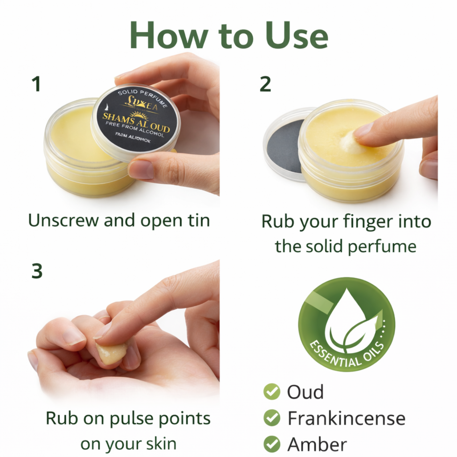 Shams Al Oudh Cream Perfume 10g | Alcohol-Free Solid | Skin Perfume Balm | Travel Friendly Pocket Fragrance