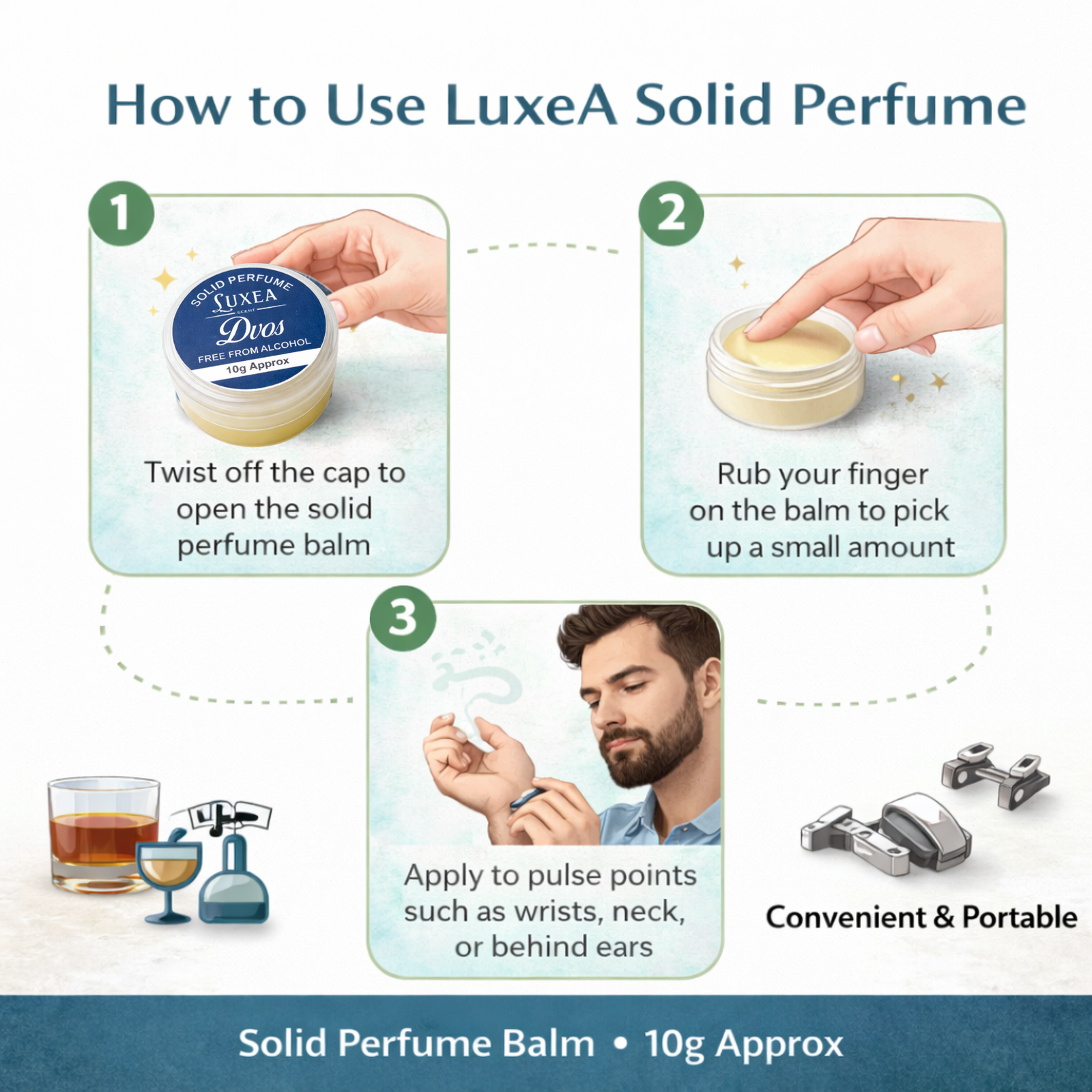 DVOS Scent Solid Perfume 10g | Alcohol-Free Cream Perfume | Pocket Size Fragrance for Men & Women