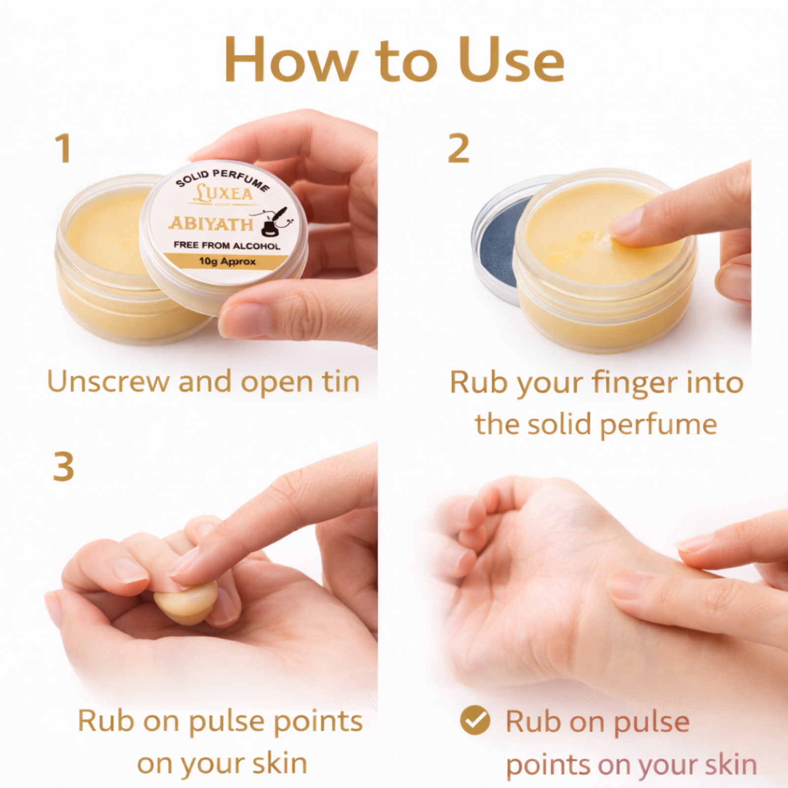 Abiyath Scent Solid Perfume 10g | Alcohol-Free Cream | Wax Perfume Skin Perfume for Men & Women | Pocket Size Solid Fragrance Balm
