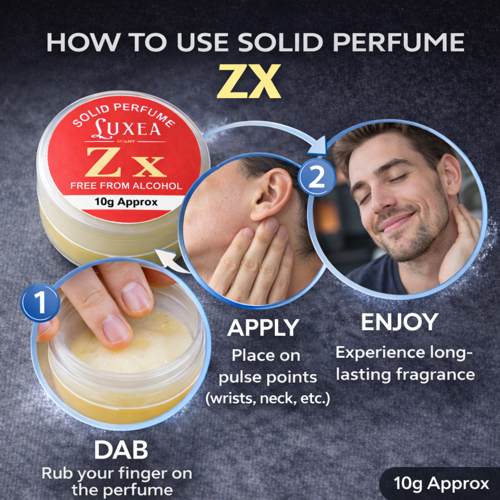 ZX Scent Solid Perfume 10g | Alcohol Free Cream Perfume | ZX Wax Perfume for Men & Women | Pocket Skin Perfume Balm | Long Lasting Solid Perfume