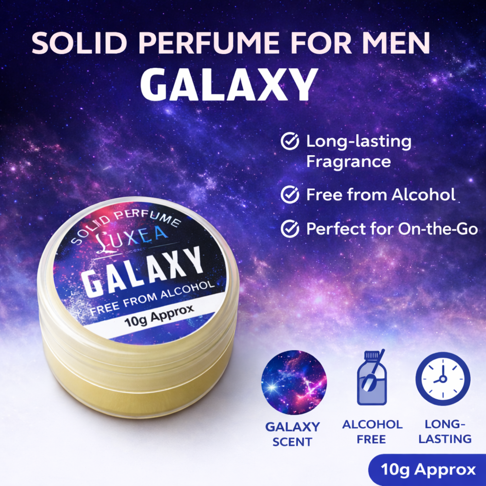 Galaxy Solid Perfume 10g | Mysterious & Intense Fragrance Cream | 100% Alcohol-Free, Long-Lasting Pocket Perfume for Men & Women