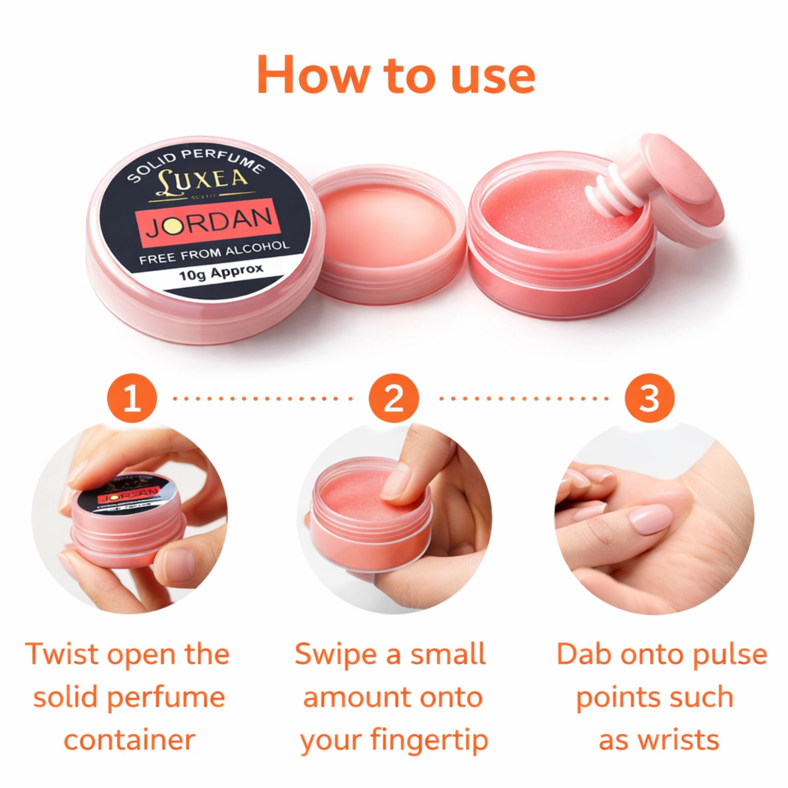 Jordan Scent Solid Perfume 10g | Alcohol-Free Cream Wax Balm | Skin Perfume for Men & Women | Pocket Size