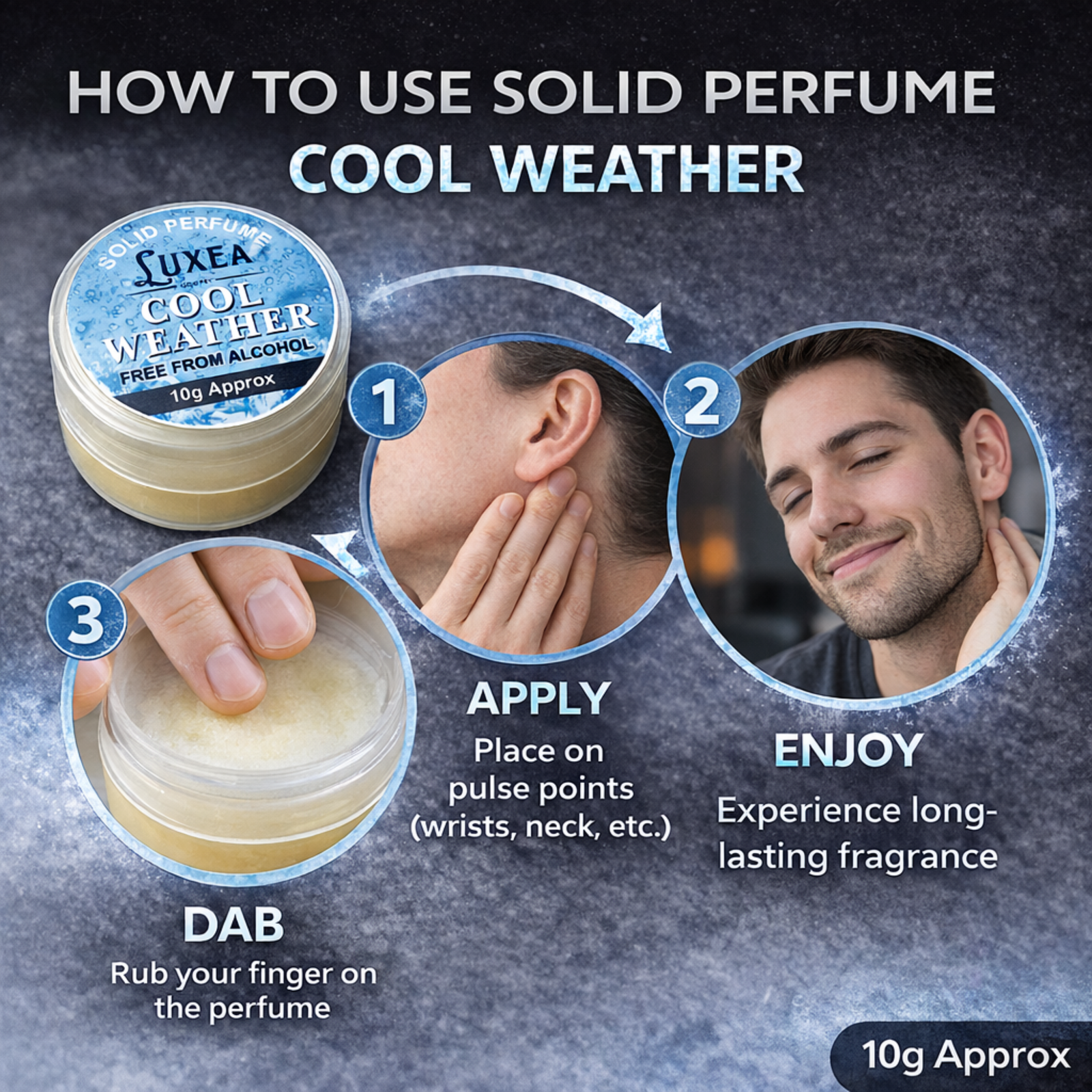 Cool Weather Solid Perfume 10g | Ultra-Fresh Aquatic & Citrus Fragrance Cream | 100% Alcohol-Free, Long-Lasting Pocket Perfume for Men & Women