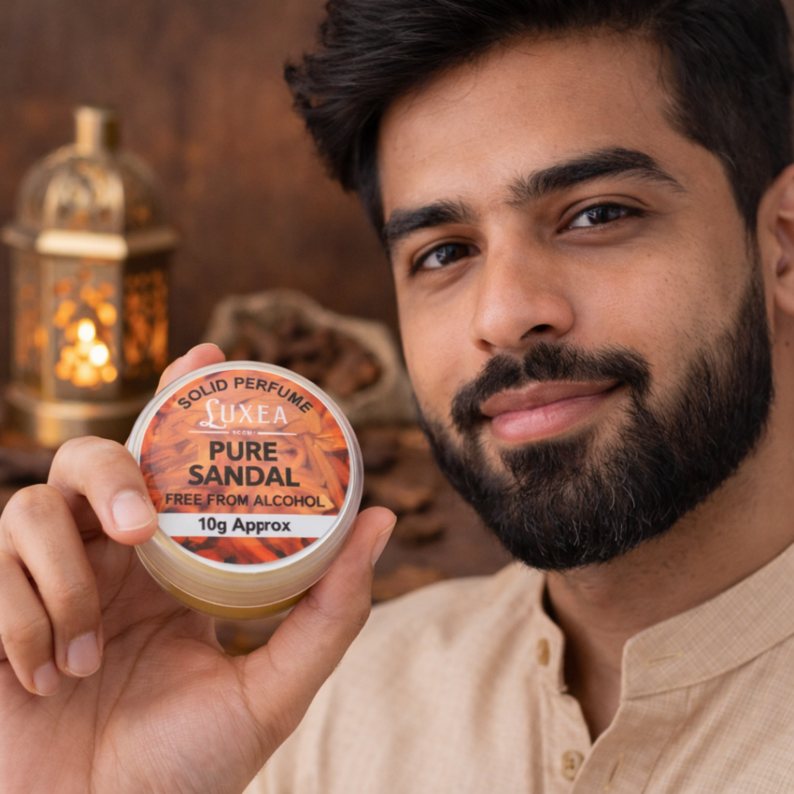 Pure Sandal Solid Perfume 10g | Authentic Sandalwood Fragrance Cream | 100% Alcohol-Free & Long Lasting | Travel-Friendly Pocket Perfume for Men & Women | Calming & Earthy Aroma
