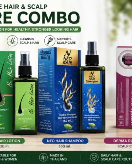 Original Neo Hair Lotion 120ml & Shampoo 160ml with Derma Roller Combo – Hair & Scalp Care Kit